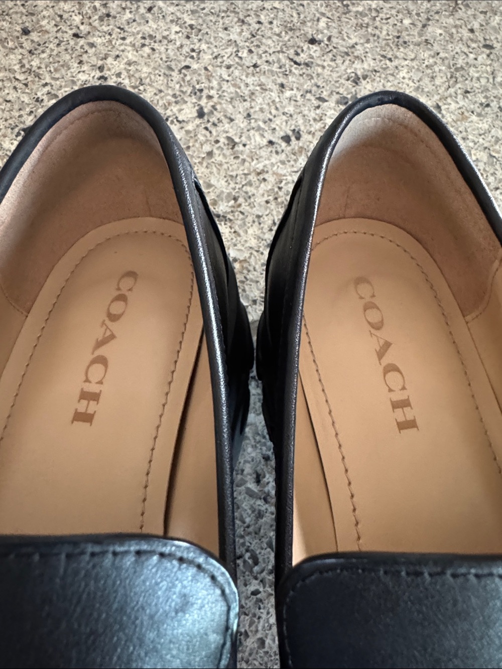 Coach Black Leather Chunky Penny Loafers with Gold Logo - Picture 8 of 17